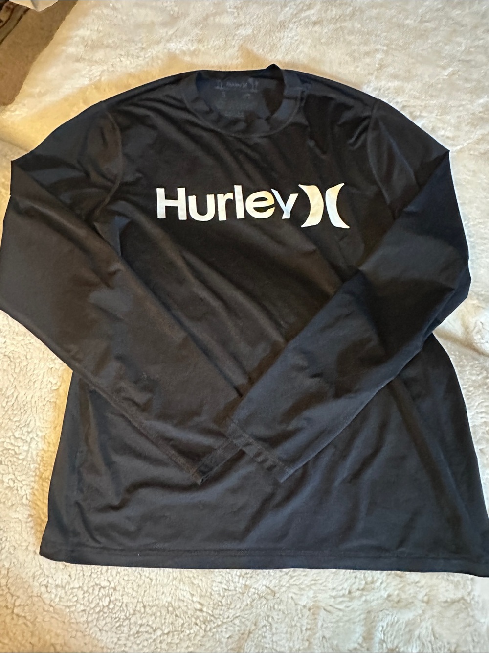 Hurley Black Long Sleeve Tee with White Logo